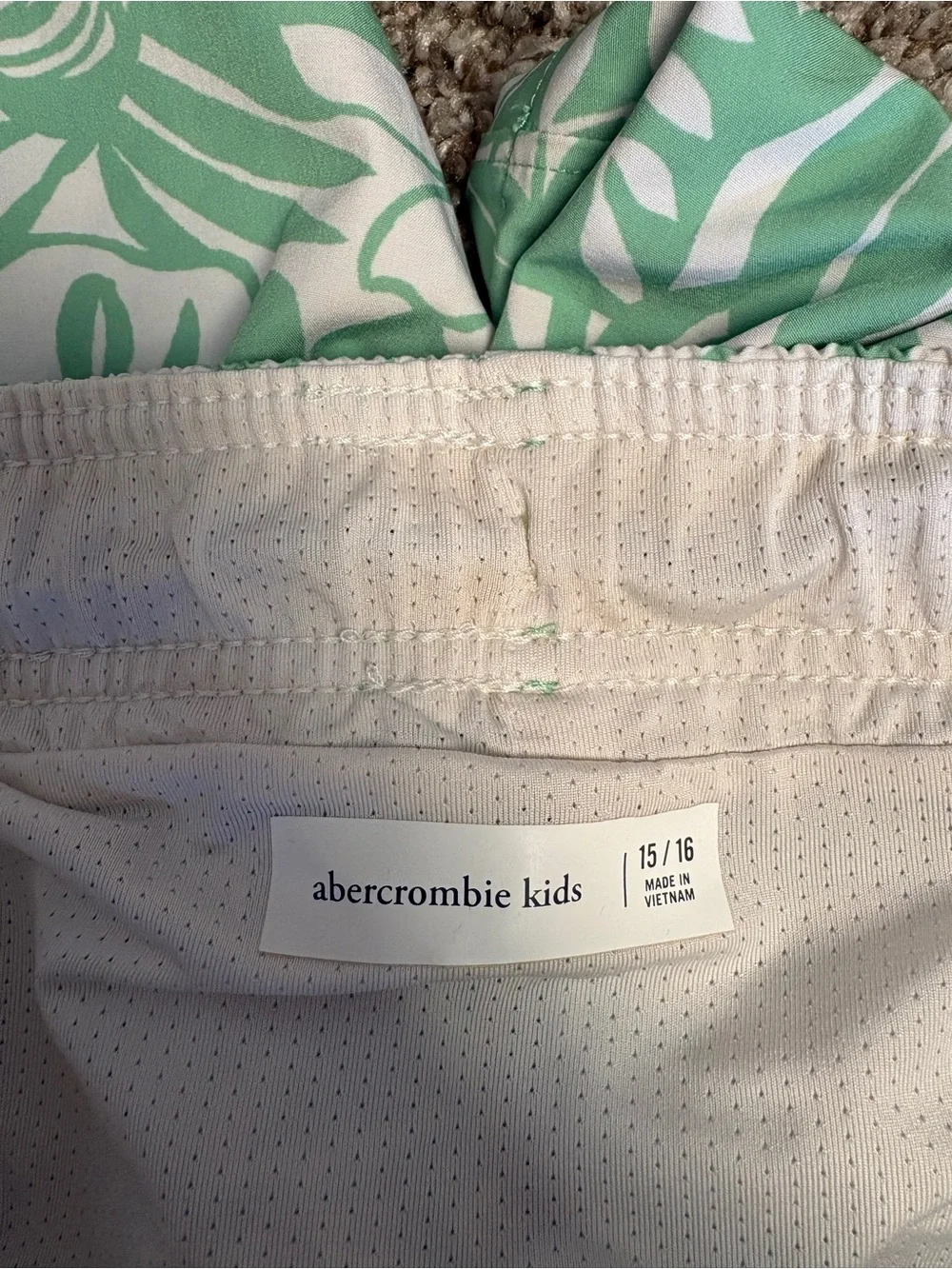 abercrombie kids Green & White Floral Swim Shorts